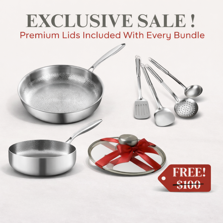 Pure Titanium 2 Pan Utensils Set + FREE LIDS
