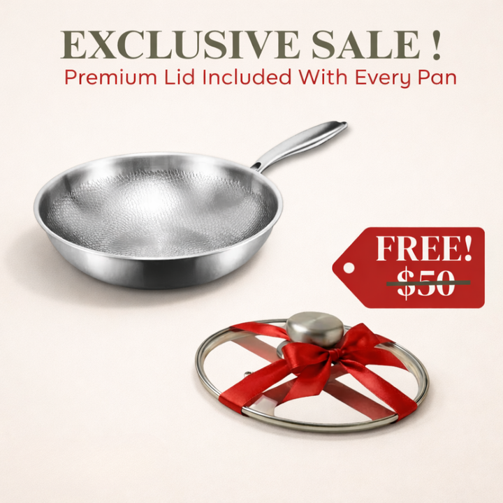 Titanium Wok Pan Flat Bottomed + FREE LID