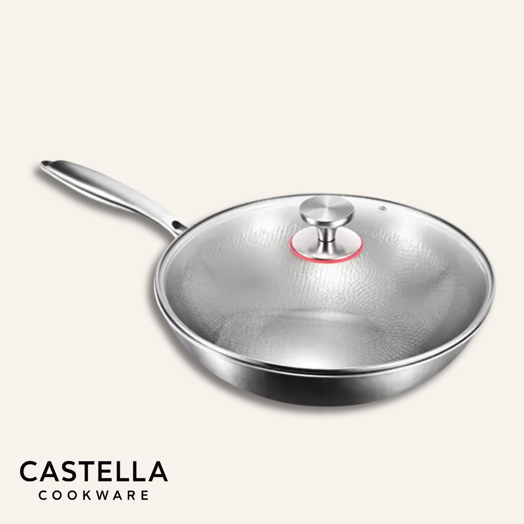 Titanium Wok Pan Flat Bottomed + FREE LID