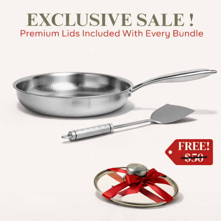 Pure Titanium Hammered Pan Set + FREE LID