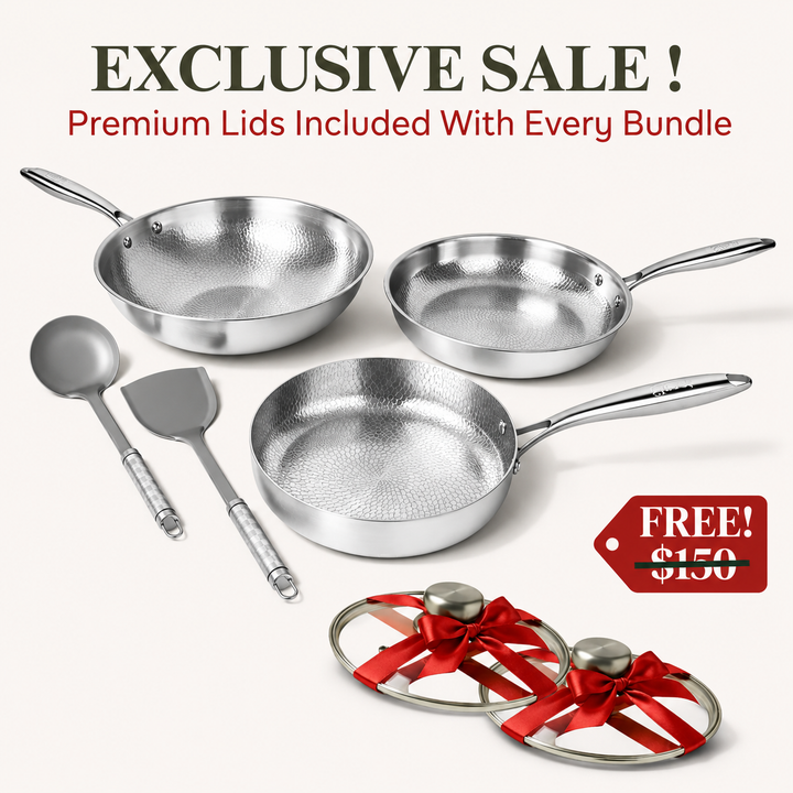 Pure Titanium Hammered Cookware Pro Set + FREE PANS