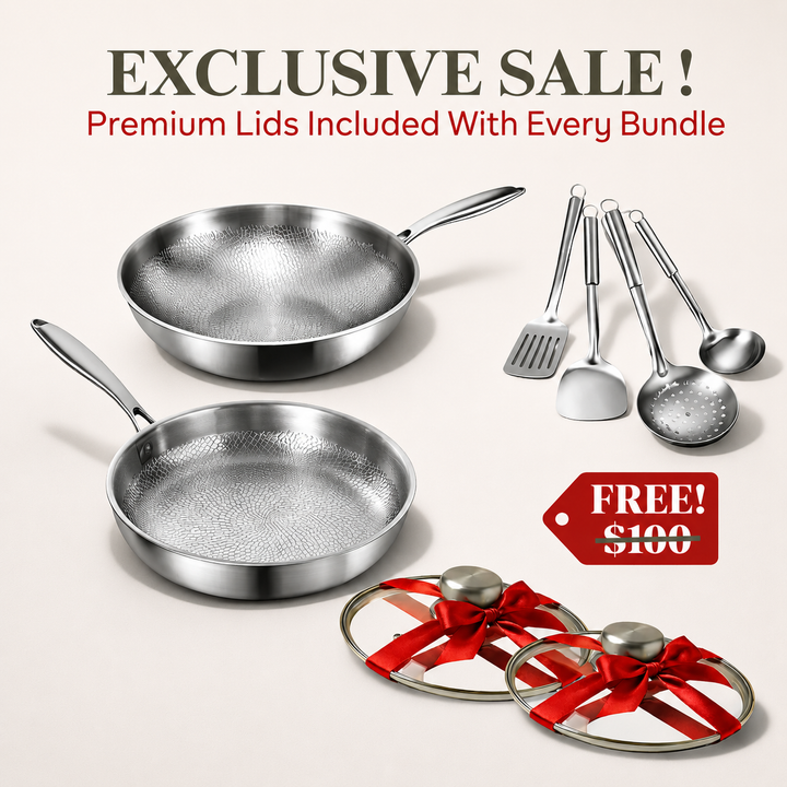 Pure Titanium Wok Duo Utensils Set + FREE LIDS